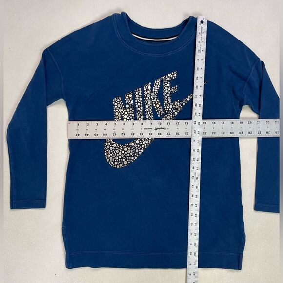 Nike Rally Fleece Swoosh Logo Sweatshirt Women Small Blue 805247 423 - Picture 7 of 7